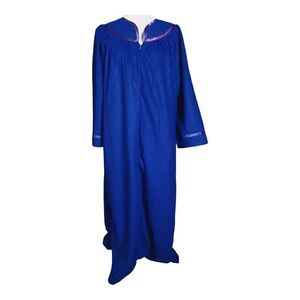 Vintage Adonna Robe Housecoat Blue Size Medium Full Length Zip Pocket Duster